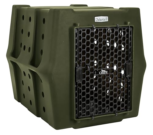 Dakota 283 Canine Rough and Tough Economy Dog Crate w/ Removable Two-Way Door - Heavy Duty Outdoor Kennel for Medium Breed Dogs (Olive, Intermediate) - color: Olive, size: Medium