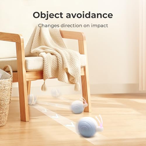 Cheerble Interactive Cat Toy for Indoor Cats, Wicked Snail Kitten Toys, Automatic Cat Toys with LED Lights, Rechargeable Moving Toys for Cats, Smart Stimulating Electric Pet Toy(Blue) - color: Blue