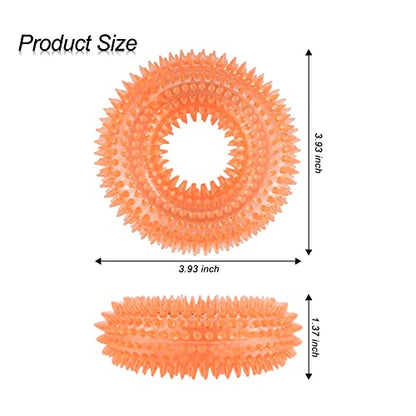 Andiker Squeaky Dog Toy, TPR Chewable Dog Toys for Teeth Grinding&Cleaning Dogs Fetch Toys for Enhancing Interactivity Outdoor Suitable for All Dog Sizes Puppy’s Gifts and Dog Lovers (Small Orange) - size: Small Orange