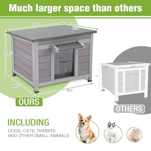 GUTINNEEN Insulated Cat House Outdoor with Triple-Layer - Weatherproof Cat Shelter with Insulation Liner, Elevated Base & Openable Roof for Stray/Feral Cats (Winter-Ready)