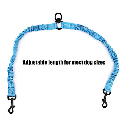 BAOBOTE Pet Double Dog Leash, Shock Absorbing Reflective Bungee Lead Walk 2 Dogs with Ease, 360° Swivel No Tangle Double Dog Walking & Training Leash, Dual Dog Leashs for 6-120lbs Dogs (Blue) - color: Blue