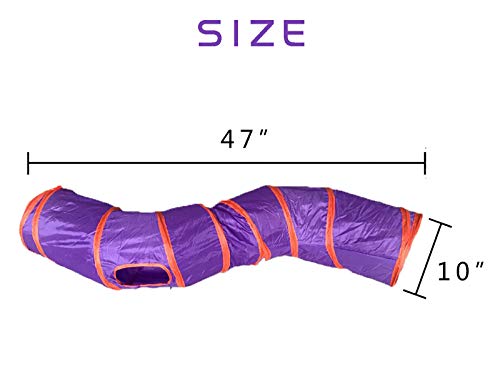 iCAGY Cat Tunnel for Indoor Cats Interactive, Rabbit Tunnel Toys, Pet Toys Play Tunnels for Cats Kittens Rabbits Puppies Crinkle Pop Up 47" Shape S - color: Purple