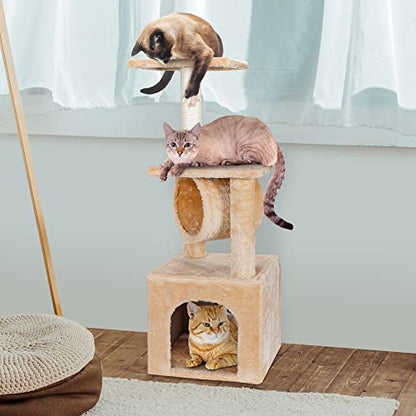 ZENY 36 inches Cat Trees for Kittens Cat Furniture Towers with Scratching Posts, Double Perches, and Roomy House Kitty Cat Activity Trees Climber Towers