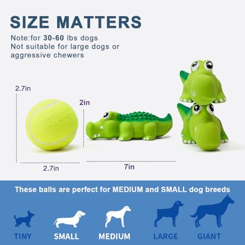 Squeaky Dog Toys for Medium Dogs, Soft Latex Squeaky Dog Ball, Cute Funny Squeak Crocodile Pet Toys - color: Crocodile - 3 Pack, size: Medium