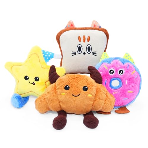 DODODOLA Stuffed Dog Toys Durable Plush Dog Toy with Crinkle Paper Cute Elephant Squeaky Dog Toys Dog Chew Toys for Medium Large Breed (Colorful Sweet) - color: Colorful Sweet