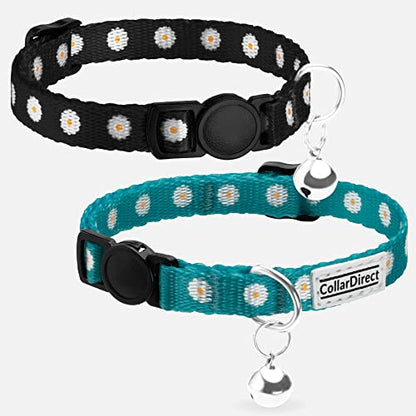CollarDirect Cat Collar Breakaway with Removable Bell Set of 2 PCS - color: Black & Green