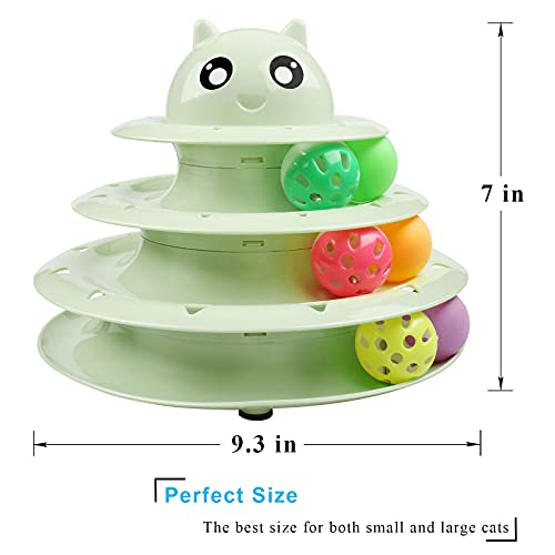 UPSKY Cat Toy Roller 3-Level Turntable Cat Toy Balls with Six Colorful Balls Interactive Kitten Fun Mental Physical Exercise Puzzle Toys - color: Fruit Green