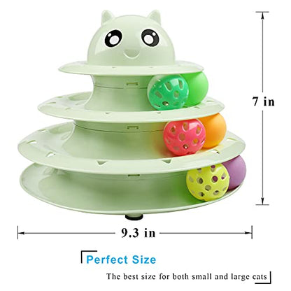 UPSKY Cat Toy Roller 3-Level Turntable Cat Toy Balls with Six Colorful Balls Interactive Kitten Fun Mental Physical Exercise Puzzle Toys - color: Fruit Green