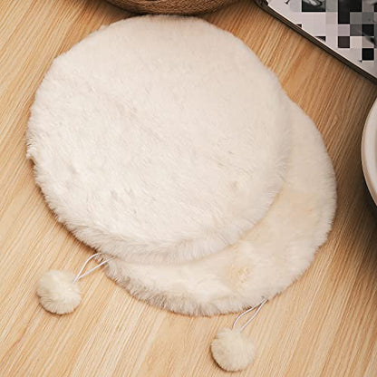 SHENGOCASE 2-Pack 14" Round Faux Rabbit Fur Cat Dog Bed Cushion Pad Mat, Cat Tree Tower Replacement Cushion Pad for Window Perch Carrier House Cage Crate Kennel Furniture - color: Cream, size: 14"