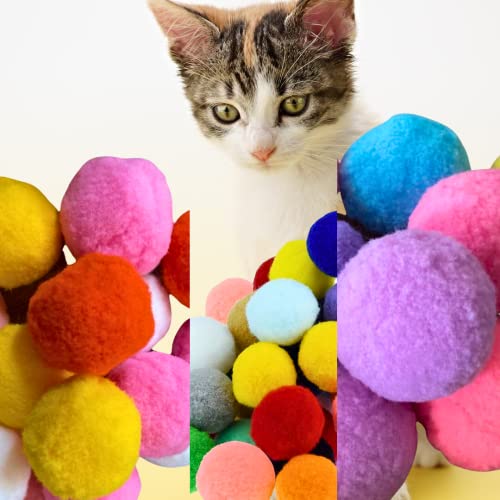 Premium Soft Pom Pom Balls for Kittens - Lightweight, Interactive, Assorted Colors - Plush Toy for Kitten Training and Play - Pet Products for Cats (Mixed Sizes 20 Balls) - size: Mixed Sizes 1.2-2.0 Inches 20 Balls