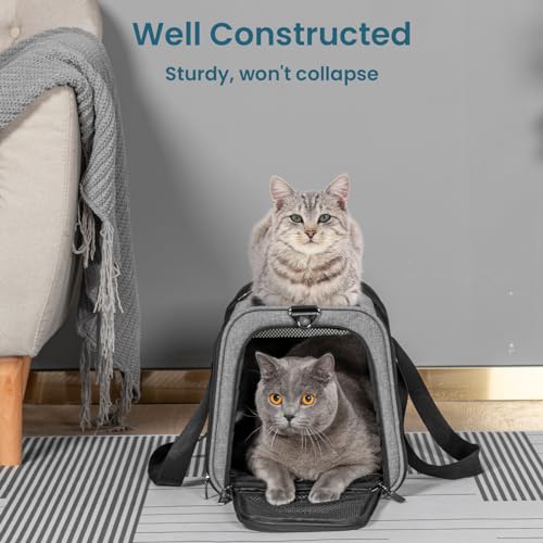 Petsfit Cat Carrier Dog Carriers Airline Approved, 18 x 11 x 11 Soft-Sided Pet Carrier, 3 Carrying Ways, Lightweight, Breathable, Escape Proof, with Adjustable Shoulder Strap and Soft Cushion - color: Z-Gray, size: Medium