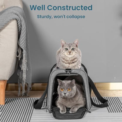 Petsfit Cat Carrier Dog Carriers Airline Approved, 18 x 11 x 11 Soft-Sided Pet Carrier, 3 Carrying Ways, Lightweight, Breathable, Escape Proof, with Adjustable Shoulder Strap and Soft Cushion - color: Z-Gray, size: Medium