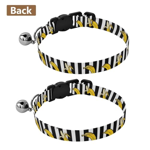 Bananas Black White Stripes Kitten Collars 2 Pack Collar for Puppy Adjustable Length 10.6" to 17.1" - color: Bananas Black White Stripes