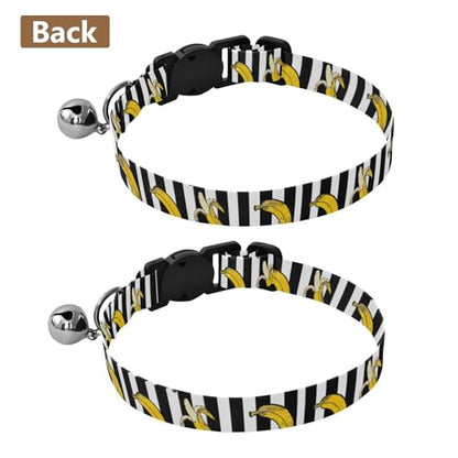 Bananas Black White Stripes Kitten Collars 2 Pack Collar for Puppy Adjustable Length 10.6" to 17.1" - color: Bananas Black White Stripes