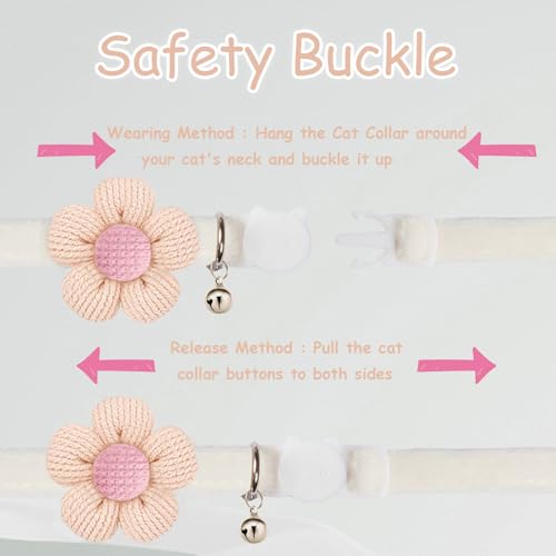 Breakaway Cat Collars with Bells, MUZIEBA Kitten Collar for Girl Boy Adjustable Safety Kitty Collars for Cats Puppy and Small Pets (White) - color: White