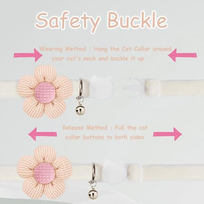 Breakaway Cat Collars with Bells, MUZIEBA Kitten Collar for Girl Boy Adjustable Safety Kitty Collars for Cats Puppy and Small Pets (White) - color: White