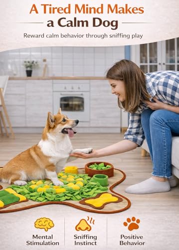 Snuffle Mat for Dogs Large Breed, 28.3''x28.3'' Interactive Puzzle Dog Food Mat, Easy to Clean, Durable, Mental Stimulation & Slow Feeding Game for All Breeds