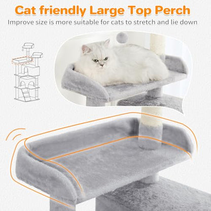 Made4Pets Cat Tree 54in Cat Tower for Indoor Cats Kitten Tree Multi-Level Cat Tree with 2 Condo Furniture Activity Center with Scratching Posts Funny Toys Kittens Pet Play House, Light Grey - color: Light Grey