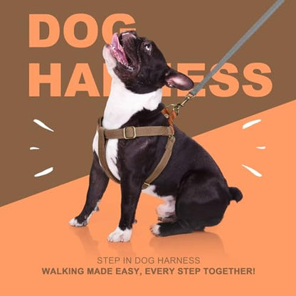 Didog Step in Dog Harness with Metal Buckles, Freedom Nylon Dog Halter Vests for Small Dogs Easy Walking Training(S:Chest 13-22", Brown) - color: Brown, size: S: Chest 14-22", Fit 7-18 lbs