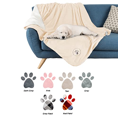 Waterproof Pet Blanket - 50x60-Inch Reversible Sherpa Fleece Throw Protects Couches, Cars, and Beds from Spills, Stains, and Fur by PETMAKER (Cream) - color: Cream, size: Small