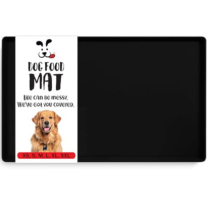 DogBuddy Dog Food Mat Waterproof Silicone Pet Feeding Mat for Dogs, Non-Slip, Easy to Clean, Black - color: Black, size: L: 24" x 16"