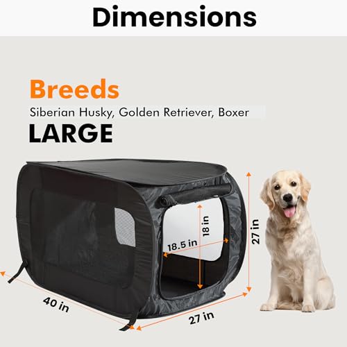 Beatrice Home Fashions Portable, Collapsible, Pop Up Kennel Travel Cat and Dog Crate, 40" L x 27" W x 27" H, Black - color: Black, size: 40.0"L x 27.0"W x 27.0"H