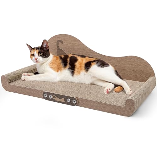 NATUYA Cat Scratcher Cardboard Lounge Bed, 24 Inch Large Cats Scratching Board Couch, Durable Cat Scartch Pad for Indoor Cats - color: Sofa Shape, size: 24 Inches