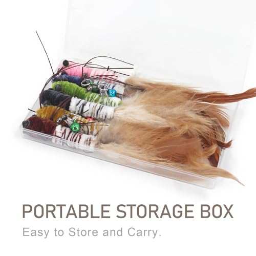 Insect Cat Toys with Feather - 6 Pieces Cat Worm Toy Refills, Cat Toy Wand Attachments, Worm Cat Toys, Interactive Toys for Indoor Cats Kittens - size: Feather Tails