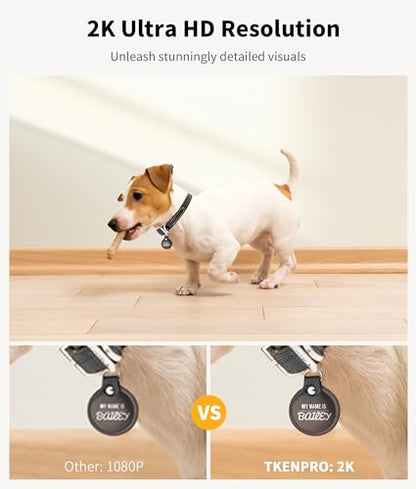 TKENPRO 2K Pet Camera Treat Dispenser, 360°View Dog Camera with Phone App, 5G&2.4G WiFi 2-Way Talk Pet Cam Indoor for Cats Remote Treat Tossing, Motion Alerts, Auto Tracking - color: White