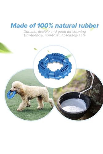Dog Chew Ring Toy, Though, Durable and Non Toxic Blue Rubber Dog Toys, Interactive Dental Teething Toy for Large Dogs, Aggressive Chewers Large Breed, Fun to Chew, (Blue), 1 Count (Pack of 1)