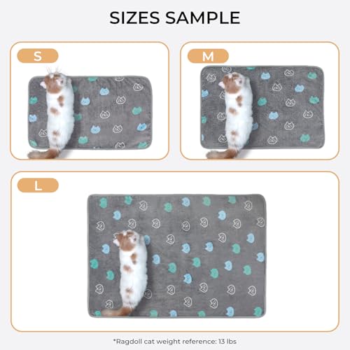 1 Pack 3 Blankets Super Soft Fluffy Premium Cute Cat Pattern Pet Blanket Flannel Throw for Dog Puppy Kitten Blue/Cyan/Grey Small(23x16 inch) - color: Blue/Cyan/Grey, size: 23x16 inch (Pack of 3)