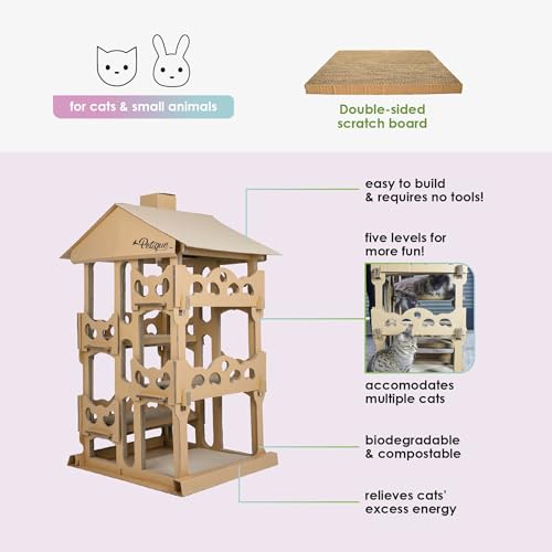 Petique Feline Chateau Cat House, Kraft, One Size (CH03010200) - style: Feline Chateau