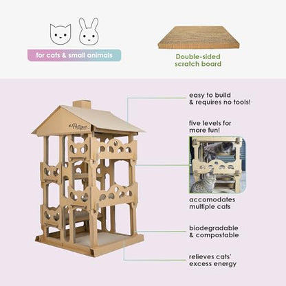 Petique Feline Chateau Cat House, Kraft, One Size (CH03010200) - style: Feline Chateau