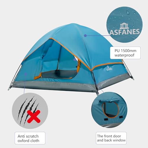 ASFANES Outdoor Waterproof Pet Camping Tent, Cave Bed for Indoor Cats and Small Dogs, Portable Cat House Dog House, 21.6x21.6x14.9'', Blue, S.(The Pole has Been Improved)