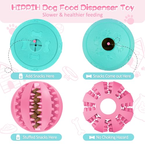 HIPPIH Dog Puzzle Toys & Interactive Toys for Large & Small Dogs - IQ Training, Chewing, Teeth Cleaning & Treat Dispensing - 2 Pack - color: blue+pink, size: 3.14inch+2.75inch