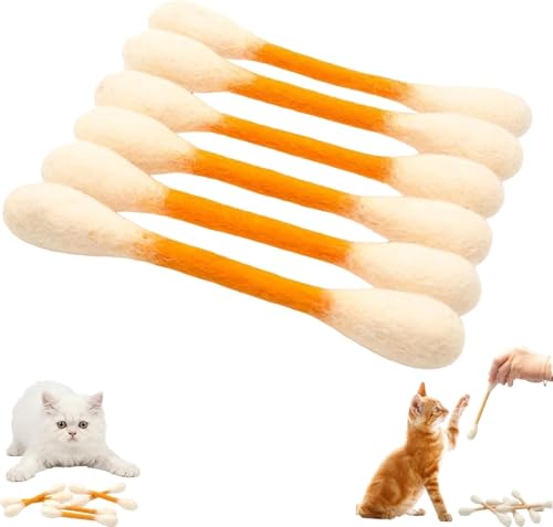 Cotton Swabs Cat with Catnip, 6 Pk Giant Kitten Chew Sticks for Indoor Boredom, Durable Dental Teething Ropes, Big Interactive Felt Kitty Kicker Play Lover Gift Accessories (Yellow) - color: Yellow