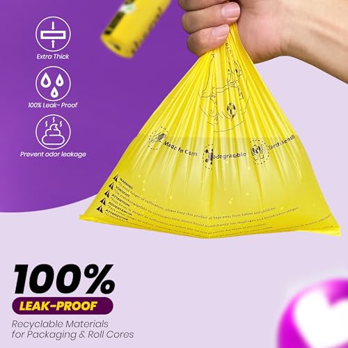 Dog Poop Bags-150 Counts with Holder (10 Rolls), Biodegradable Poop Bags, Eco-friendly and Easy to Open, Thick Dog Waste Bags (Yellow) - color: Yellow, size: 1 Count (Pack of 150)