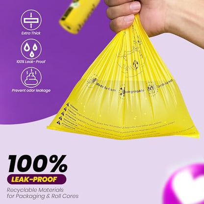 Dog Poop Bags-150 Counts with Holder (10 Rolls), Biodegradable Poop Bags, Eco-friendly and Easy to Open, Thick Dog Waste Bags (Yellow) - color: Yellow, size: 1 Count (Pack of 150)