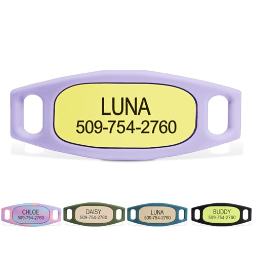 GoTags Active Silent Dog Tag, Personalized Engraved Silicone and Cat Name Pet ID Tags, Soundless Quiet Slide On Nameplate for Collars, No More Jingling Tags (Herbal Bloom, Small) - color: Active Herbal Bloom, size: Small (Pack of 1)