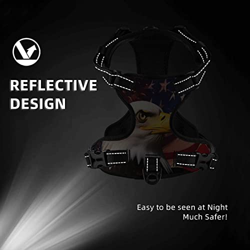 American Flag and Eagle Reflective Dog Harness No Pull Soft Vest Harness for Small Medium Large Dog Puppy Pets Small Size - color: American Flag and Eagle, size: Small