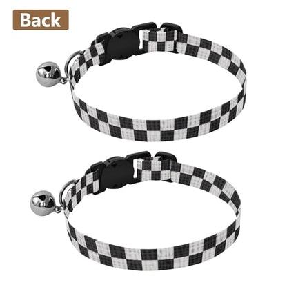 Black White Checkerboard Classic Kitten Collar 2 Pack Collar for Puppy Adjustable 10.6 to 17.1 Inches - color: Black White Checkerboard Classic