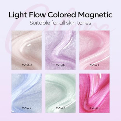 Modelones Cat Eye Gel Nail Polish, 6 Colors Glitter Summer Pink Blue Green Blue Gel Polish Set with Magnet Sparkle Translucent Nail Polish Kit Soak Off Led Nail Art Manicure Salon DIY Gifts - color: A-0 Ice Rainbow