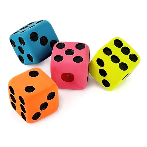 CHIWAVA 4 Pack 1.7" Squeaky Latex Dog Toys Dice Puppy Fetch Interactive Play for Small Dogs