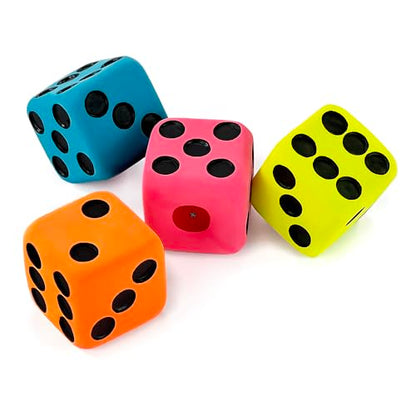 CHIWAVA 4 Pack 1.7" Squeaky Latex Dog Toys Dice Puppy Fetch Interactive Play for Small Dogs