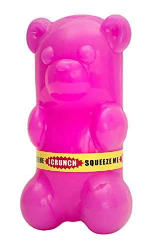 Ruff Dawg Gummy Bear Crunch Dog Toy – (1 pc) Assorted Colors – Loud Crinkle Rubber Fetch Toy with Treat Slot – Bouncy Ruff Flex Shell, Floats – Made in USA