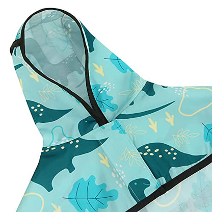 HDE Dog Raincoat Jacket Reflective Adjustable Hooded Pet Poncho Rain Coat with Leash Hole for Small to X-Large Dogs Dinosaurs - S - color: Dinosaurs, size: Small