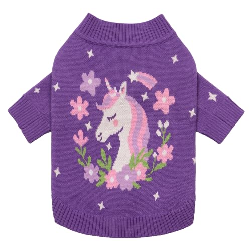 Fitwarm Adorable Unicorn Dog Sweater, Thermal Dog Winter Clothes for Small Dogs Girl, Pet Outfit, Purple, Pink, White, Medium - color: Unicorn, size: Medium