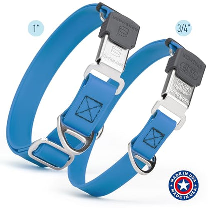 Biothane Waterproof Durable Dog Collar with Herm Sprenger - Quick Release ClicLock Buckle - Fits Medium and Large Dogs - Made in USA (Cerulean Blue, W 1" x L 15"-25") - color: Cerulean Blue, size: W 1" x L 15"-25"