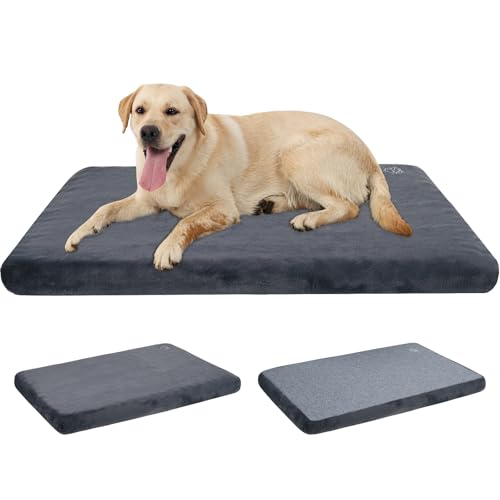EMPSIGN Stylish Dog Bed Mat Dog Crate Pad Mattress Reversible (Cool & Warm), Water Proof Linings, Removable Machine Washable Cover, Firm Support Small to XX Large Dogs, Grey,XL(41''''*28''''*3'''') - size: XL(41"*28"*3")