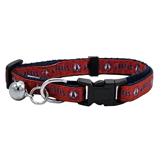 MLB CAT Collar Los Angeles Angels Satin Cat Collar Baseball Team Collar for Dogs & Cats. A Shiny & Colorful Cat Collar with Ringing Bell Pendant - color: Los Angeles Angels